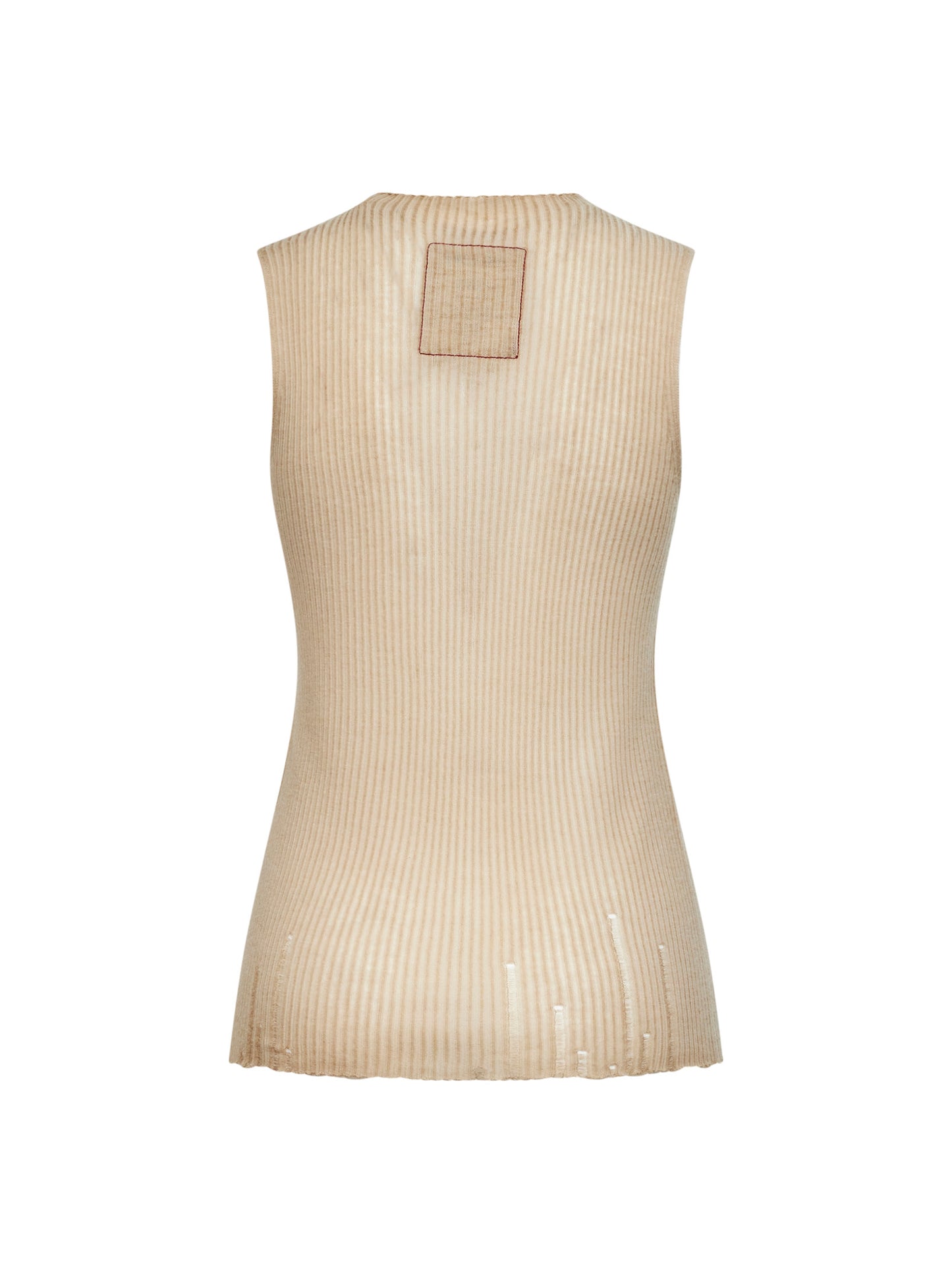 Canotta in maglia di lana a coste beige