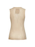Canotta in maglia di lana a coste beige