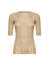 Tan ribbed wool knit T-shirt