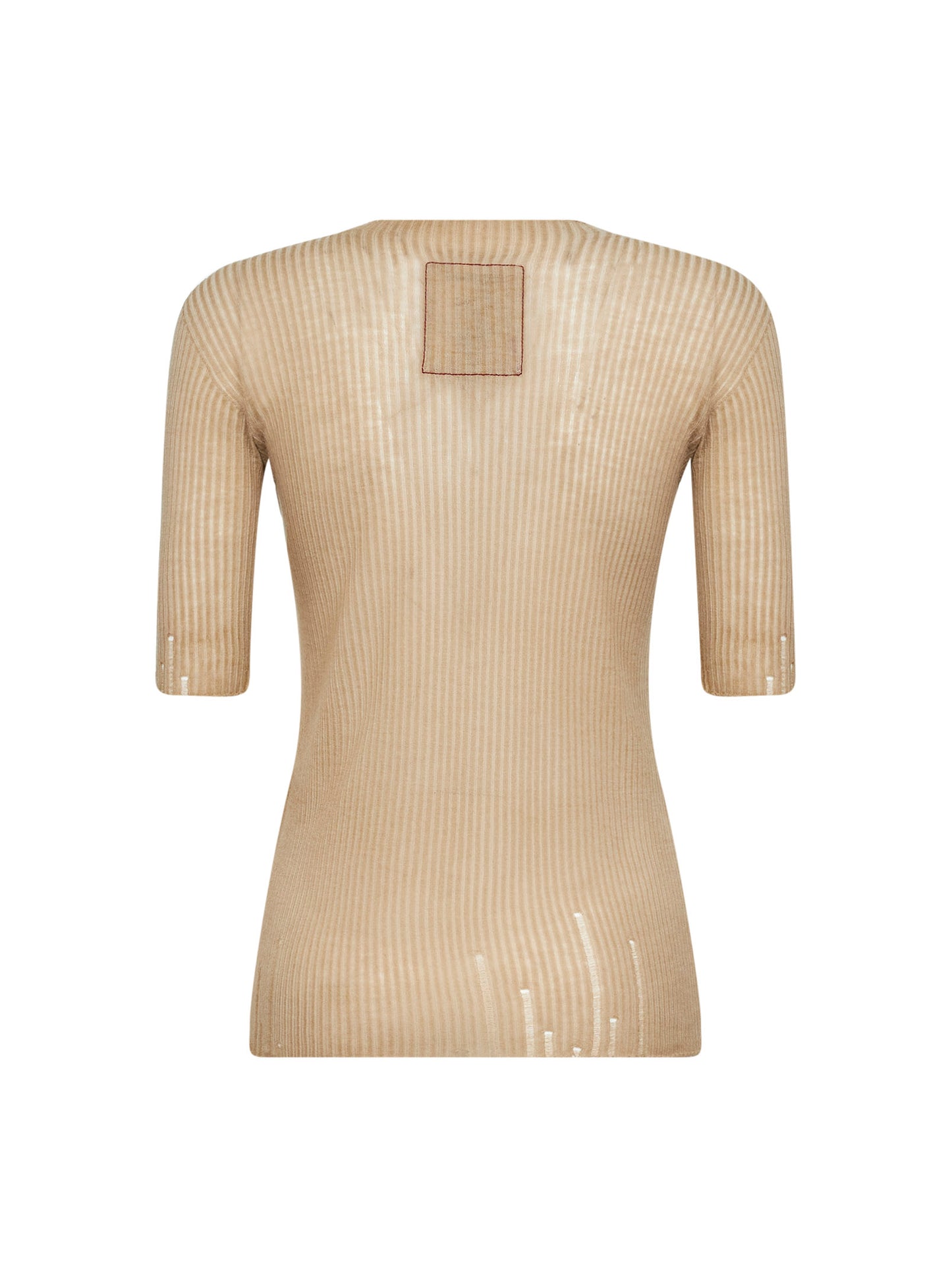 Tan ribbed wool knit T-shirt