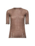 T-shirt in maglia di lana a coste marrone<BR/>