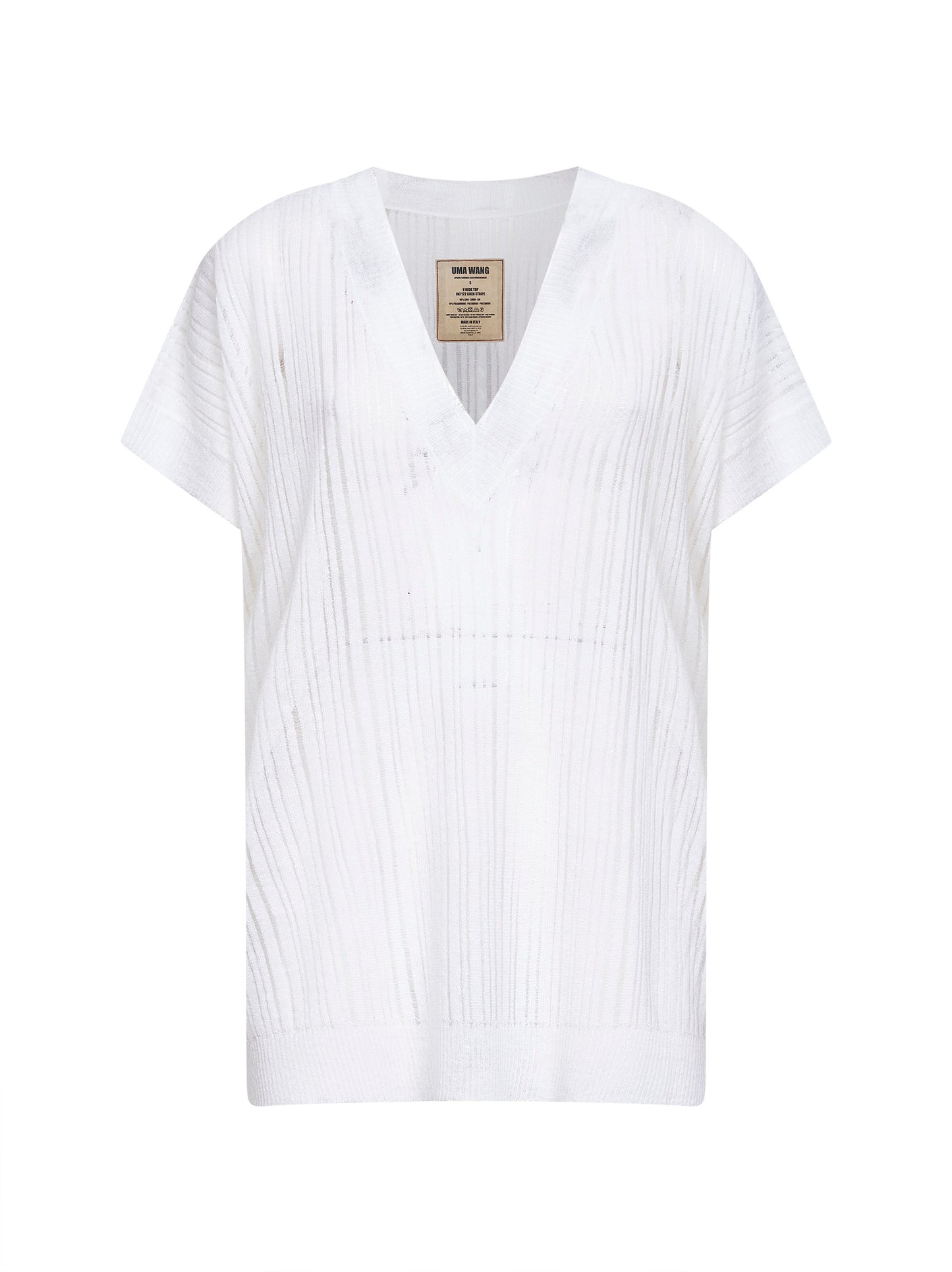 White laddered-effect striped fine knit top