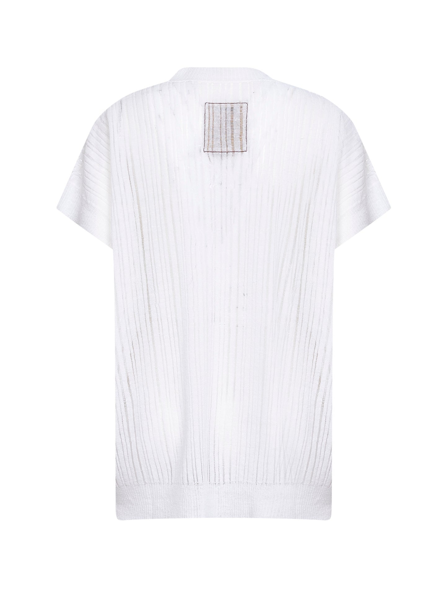 White laddered-effect striped fine knit top