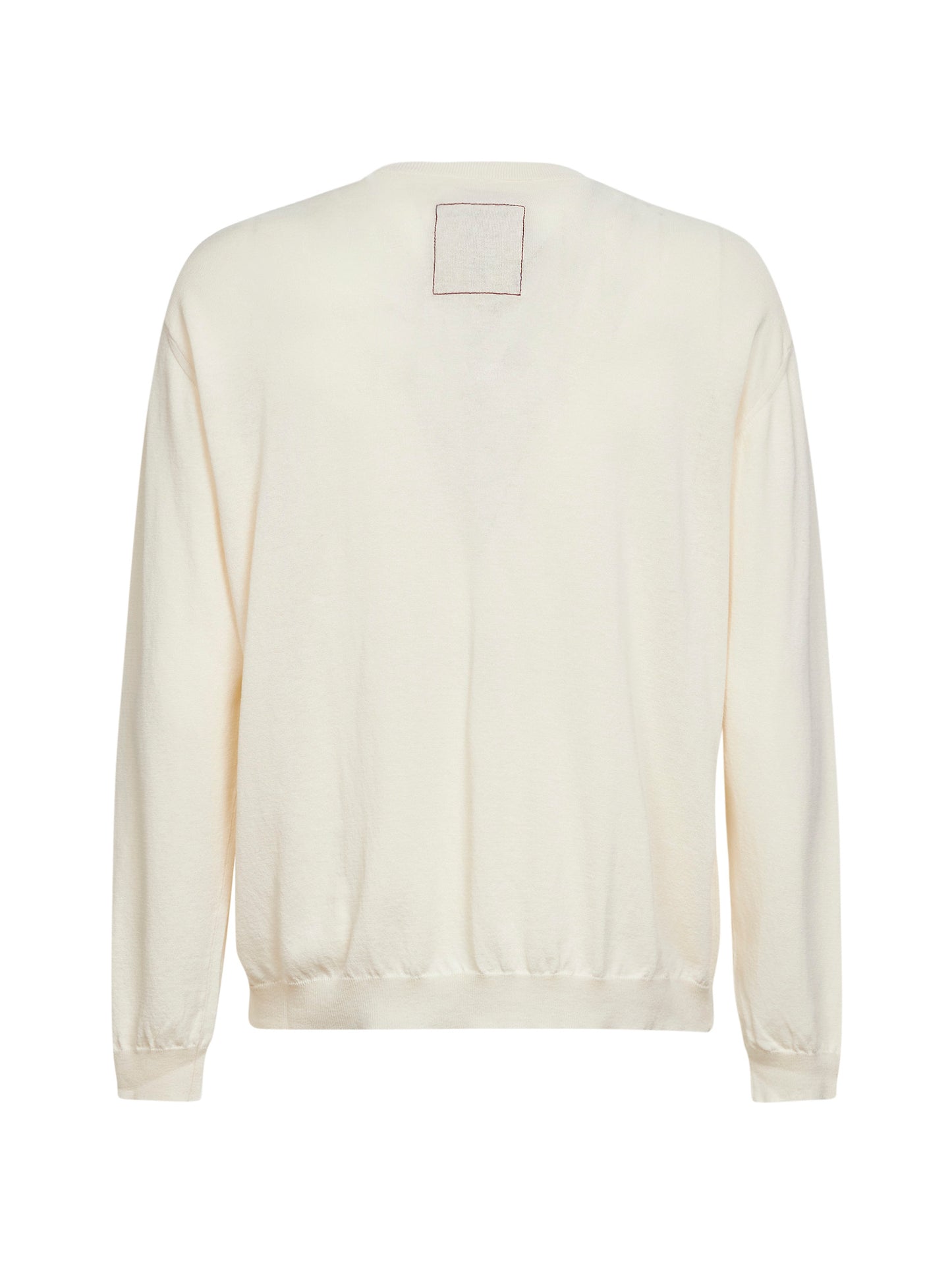 Maglia girocollo in crêpe di lana e seta avorio