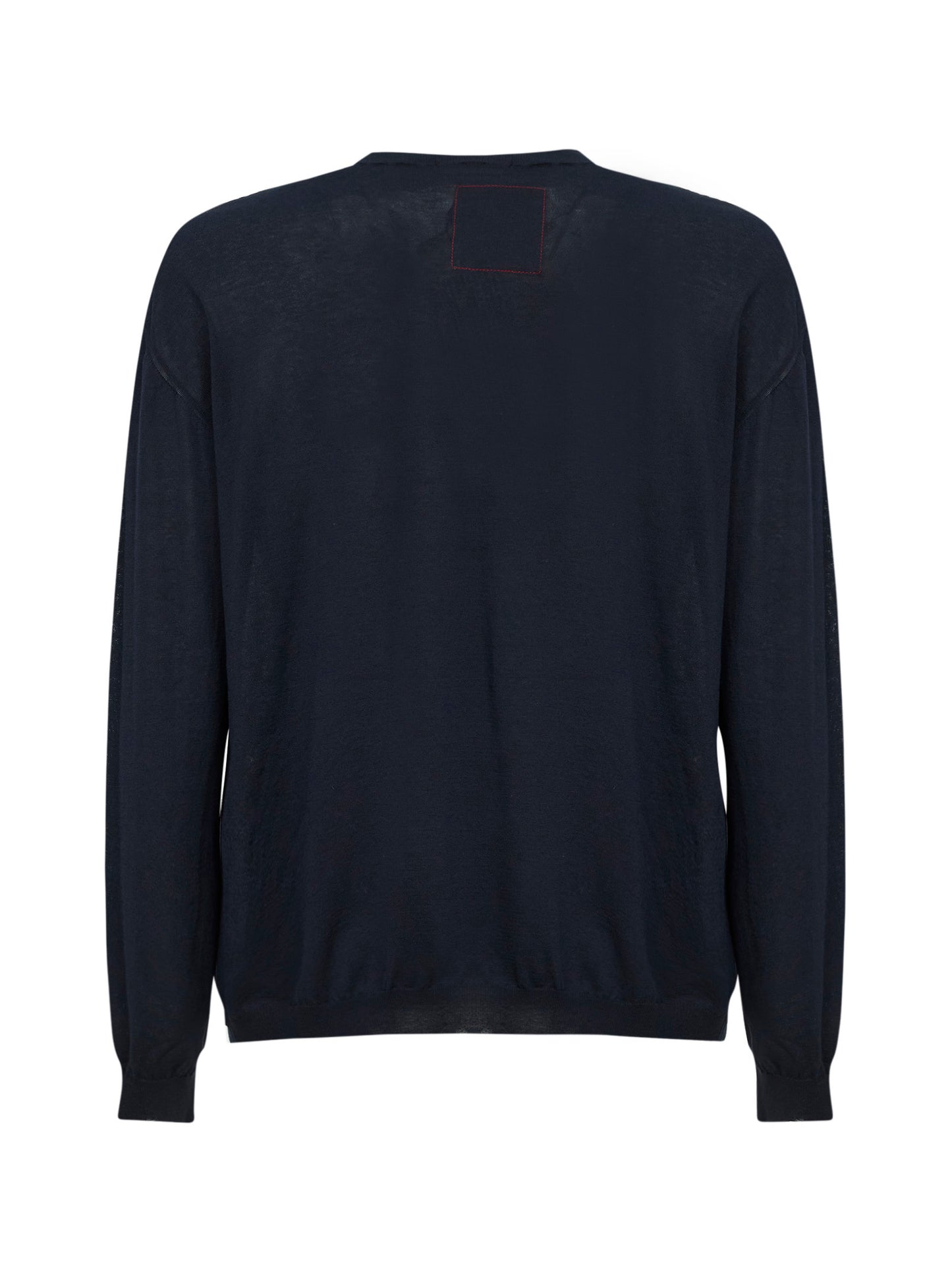 Blue wool and silk crepe crewneck sweater