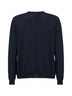 Blue wool and silk crepe crewneck sweater