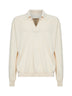 Off white rib wool and silk crepe knit polo shirt
