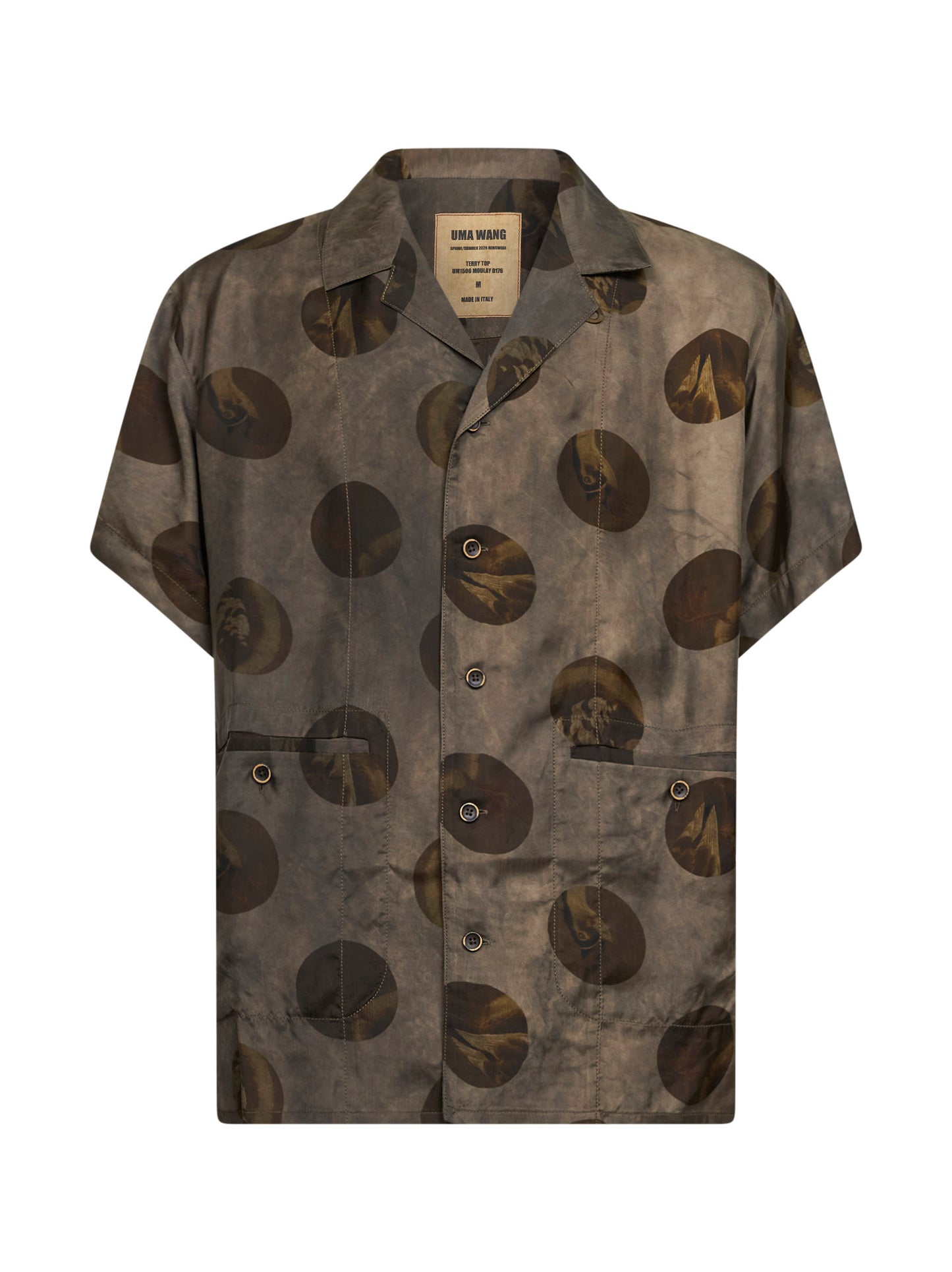Grey brown printed moulay short-sleeved shirt