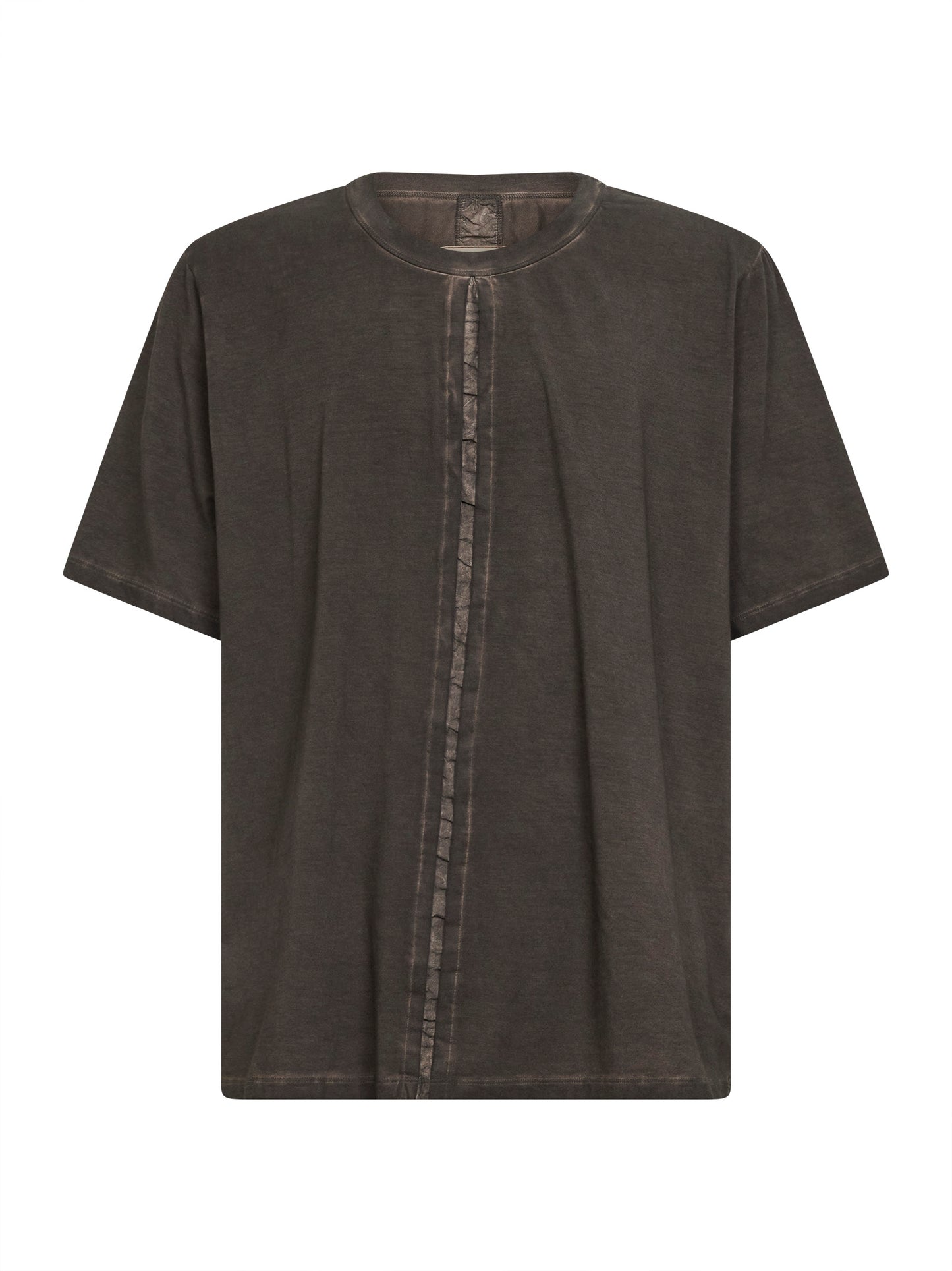 Grey brown washed jersey crewneck T-shirt