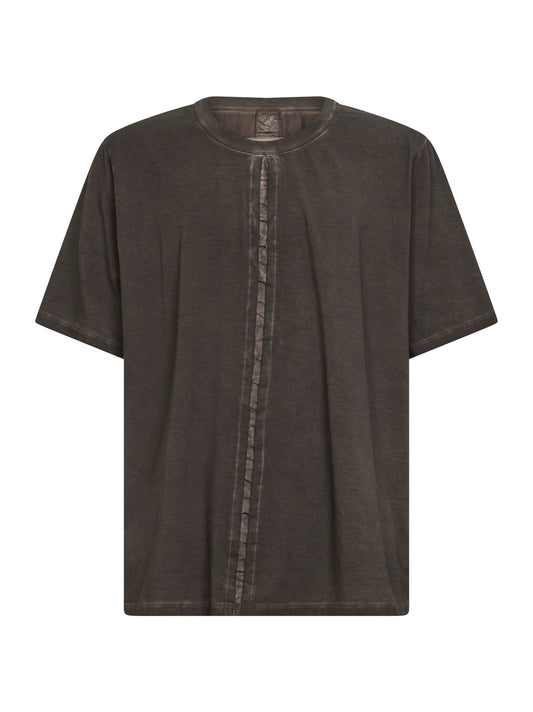 Grey brown washed jersey crewneck T-shirt