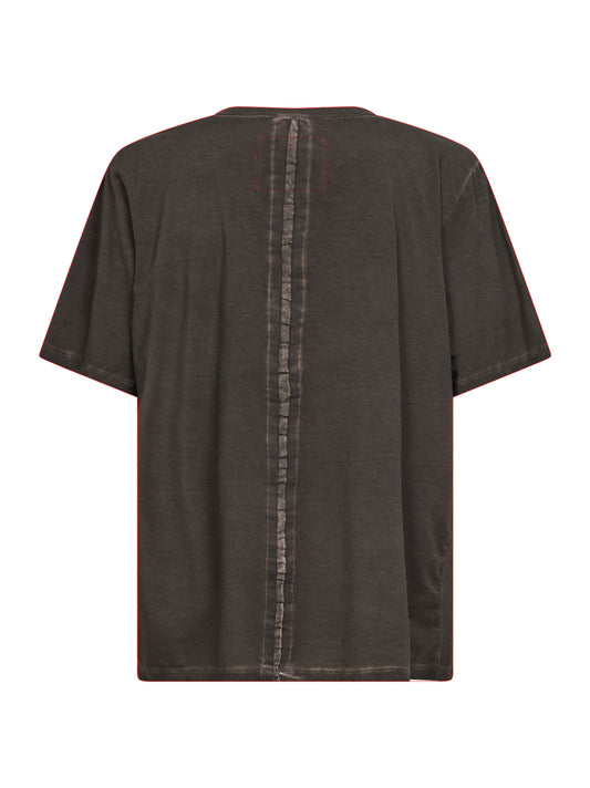 Grey brown washed jersey crewneck T-shirt