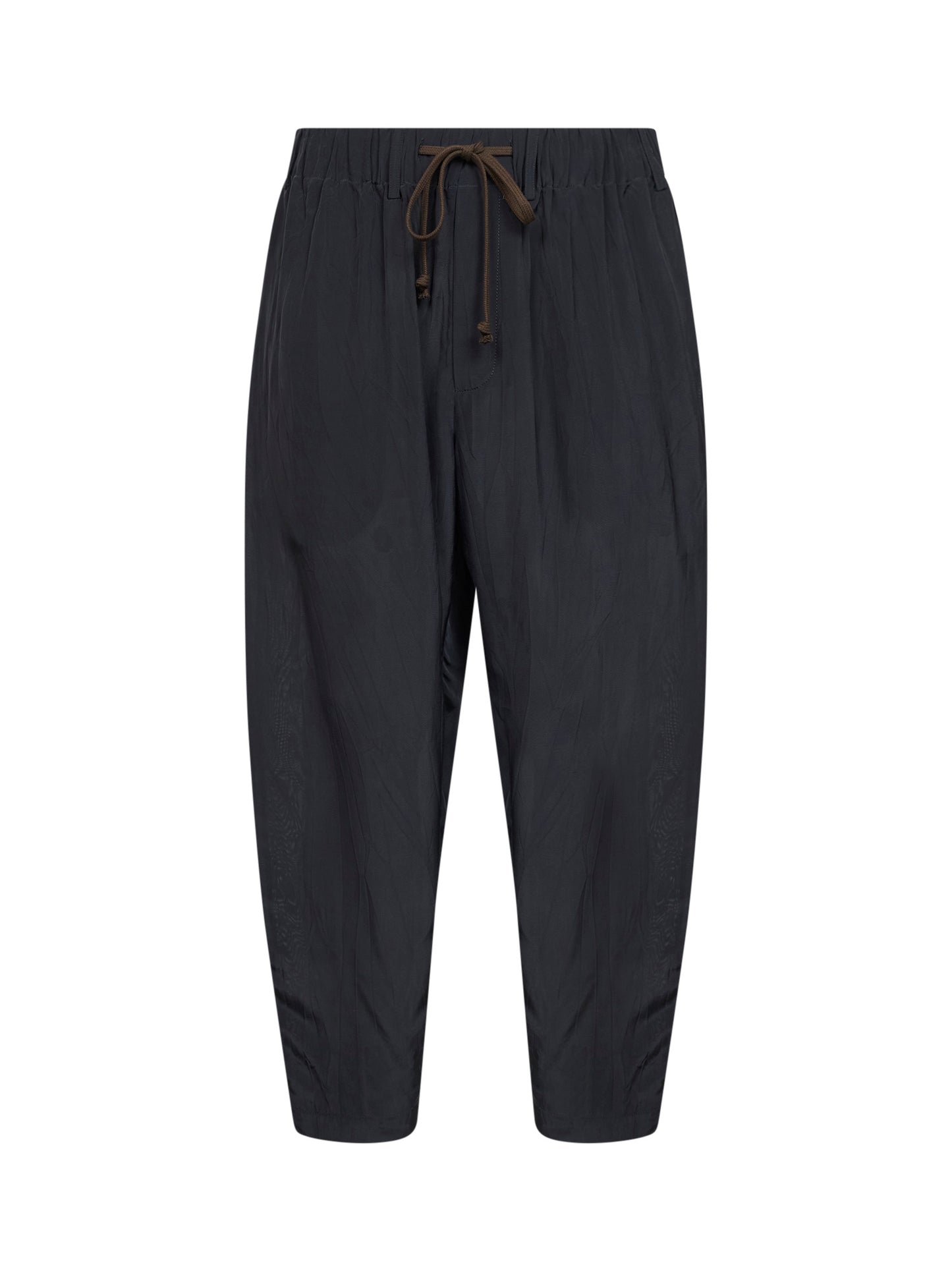 Navy blue viscose pajama-style trousers