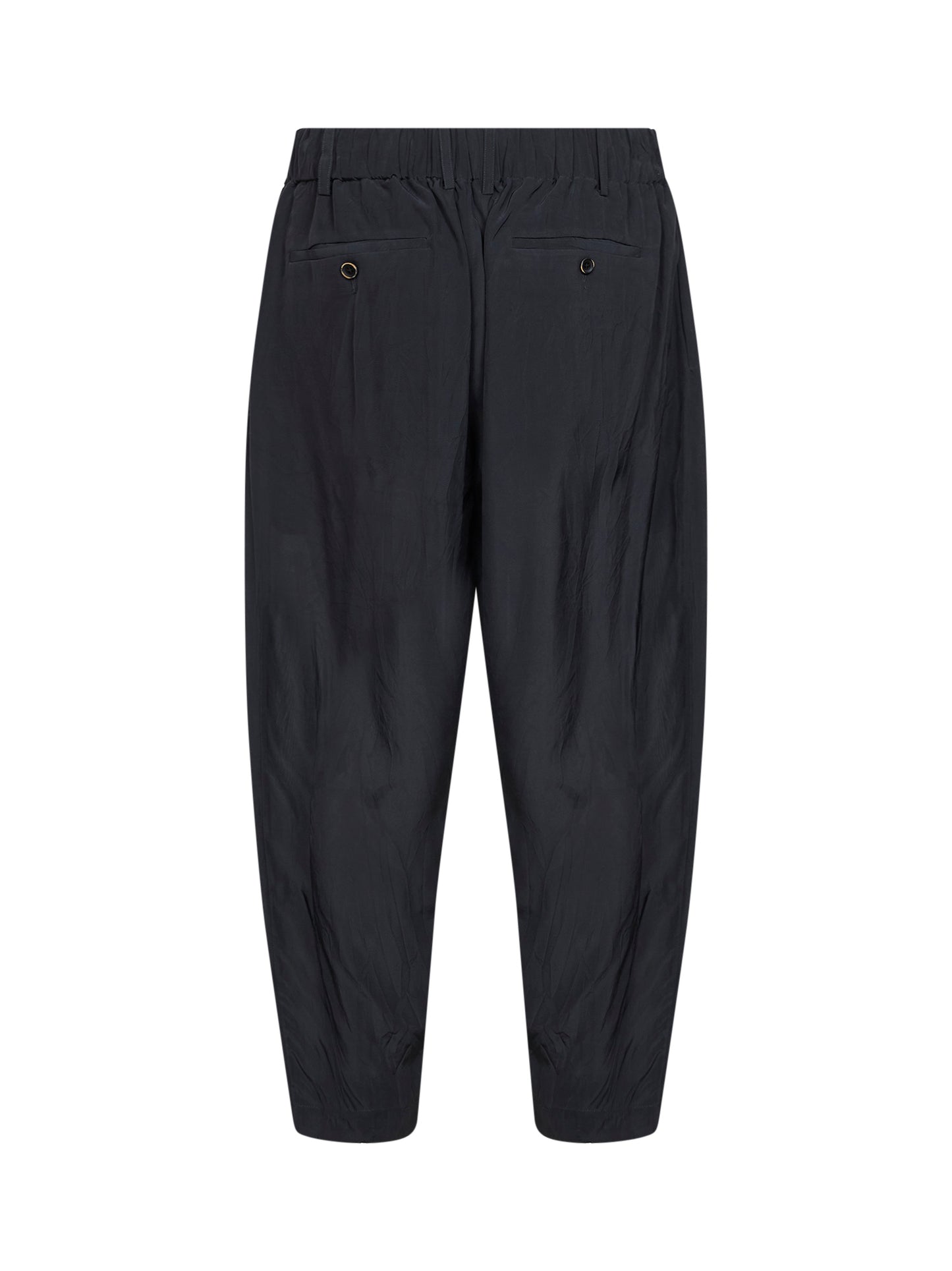 Navy blue viscose pajama-style trousers
