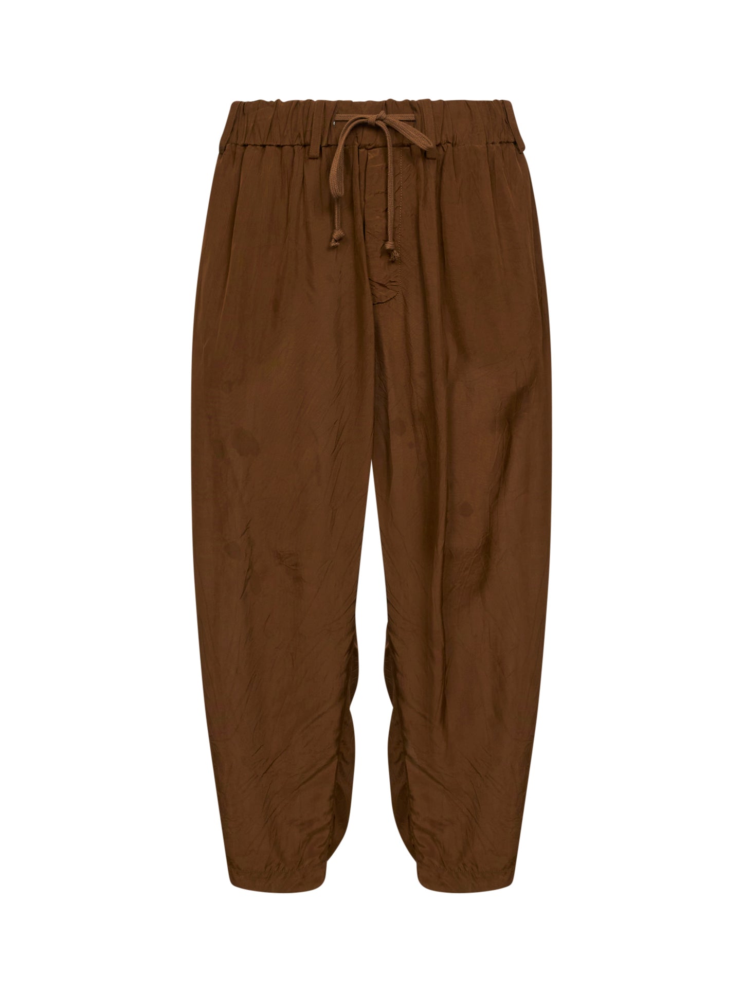 Mustard viscose pajama-style trousers<BR/>