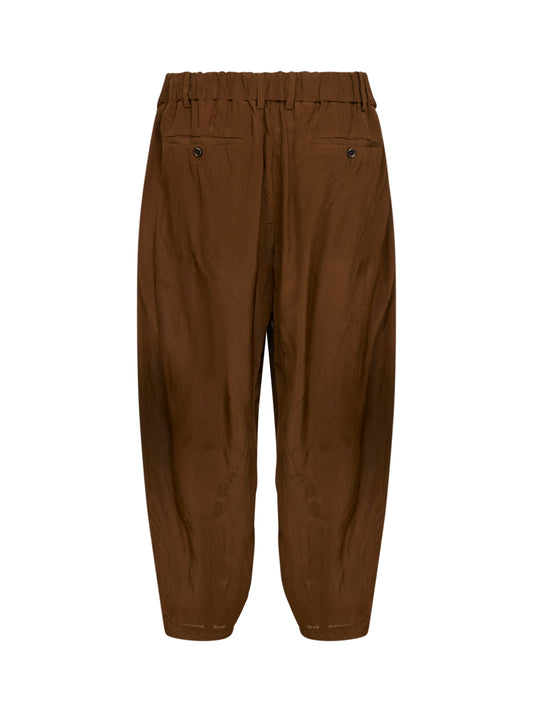 Mustard viscose pajama-style trousers<BR/>