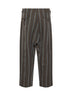 Brown and blue striped linen and viscose straight trousers