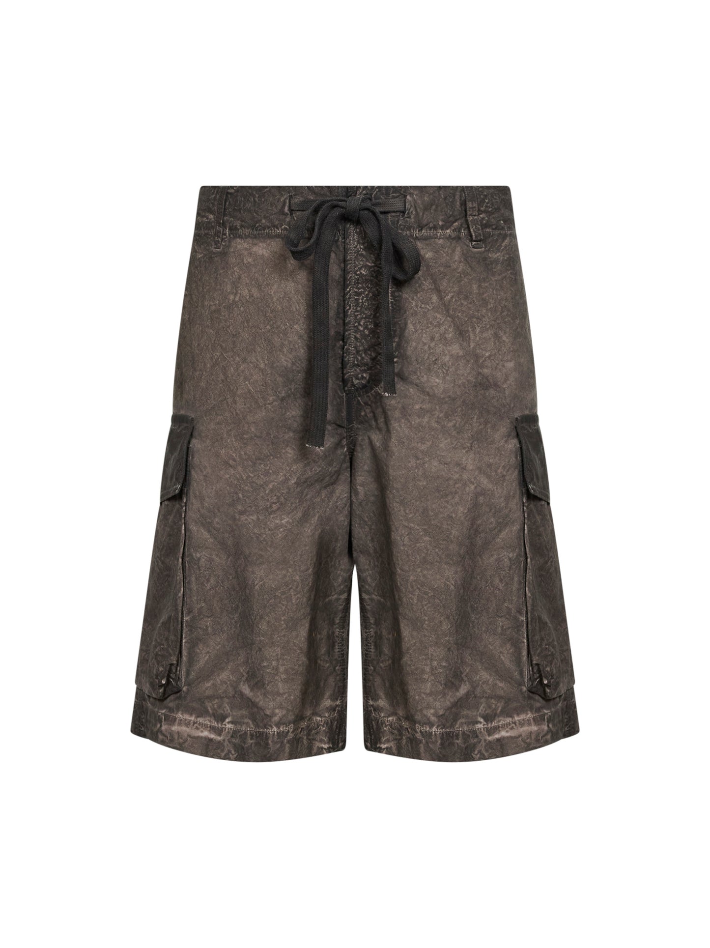 Grey brown washed jersey Bermuda shorts
