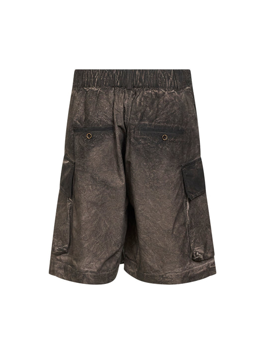 Grey brown washed jersey Bermuda shorts