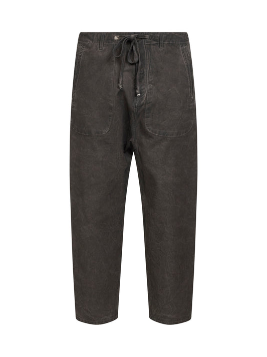 Grey brown washed denim pajama-style jeans