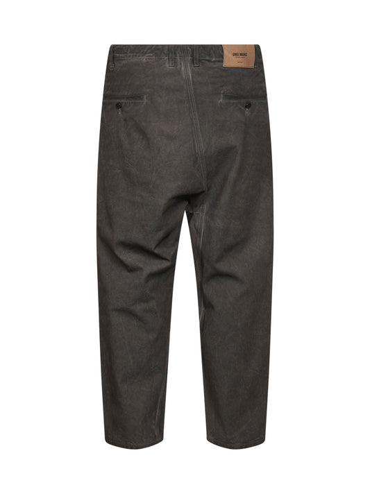 Grey brown washed denim pajama-style jeans