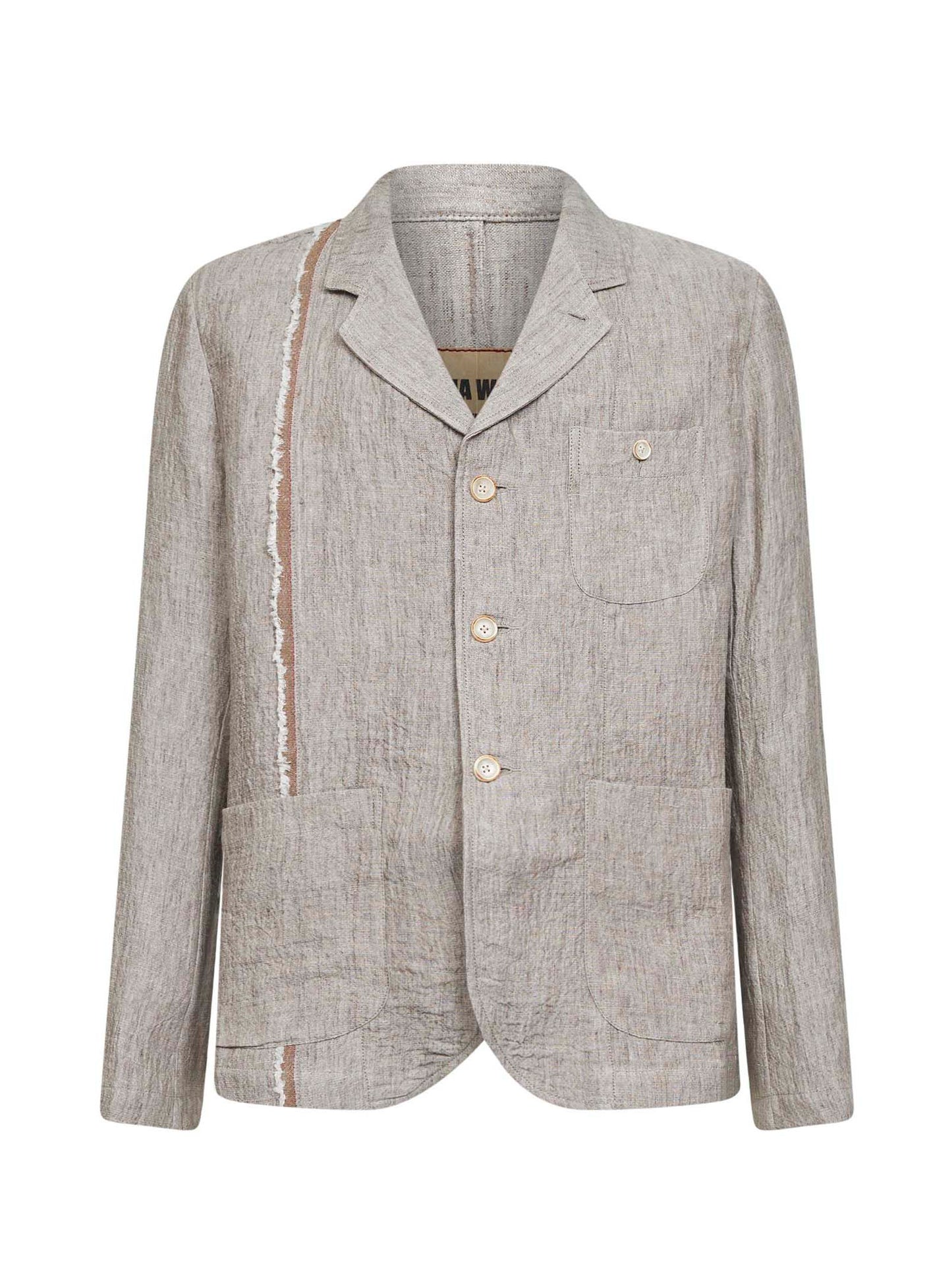 Dirty white linen and cotton Jai single-breasted jacket