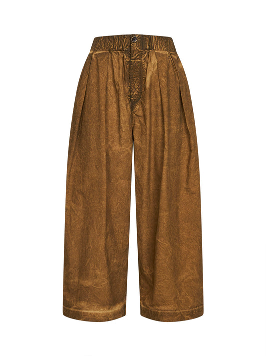 Pantaloni culotte Poetic in cotone lavato mostarda