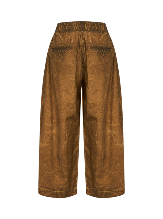 Pantaloni culotte Poetic in cotone lavato mostarda