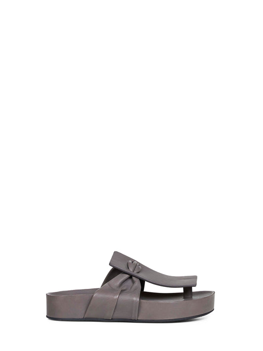 Dark grey leather Square fussbett sandals