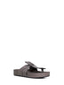 Dark grey leather Square fussbett sandals