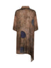 Camicia asimmetrica Thetis in seta stretch stampata marrone