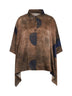 Brown printed stretch silk Toto asymmetric shirt