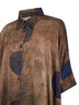 Brown printed stretch silk Toto asymmetric shirt