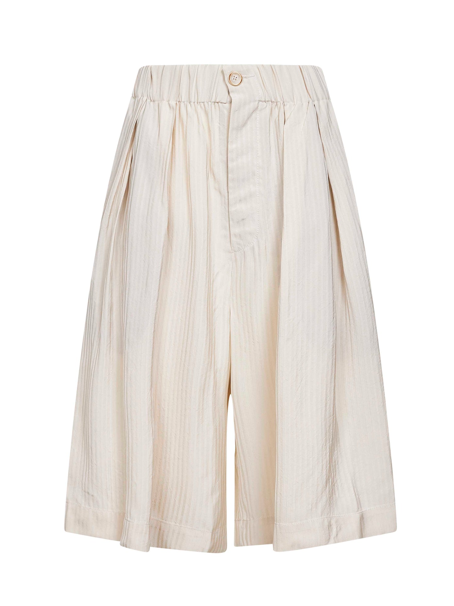 Bermuda Poela in viscosa jacquard a righe bianco sporco