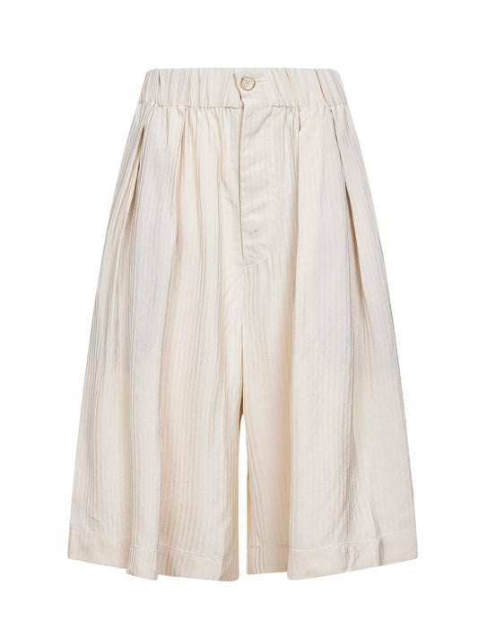 Bermuda Poela in viscosa jacquard a righe bianco sporco