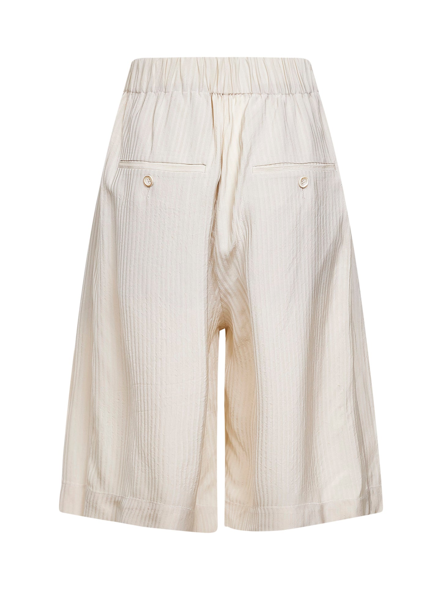 Bermuda Poela in viscosa jacquard a righe bianco sporco