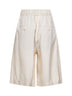 Bermuda Poela in viscosa jacquard a righe bianco sporco