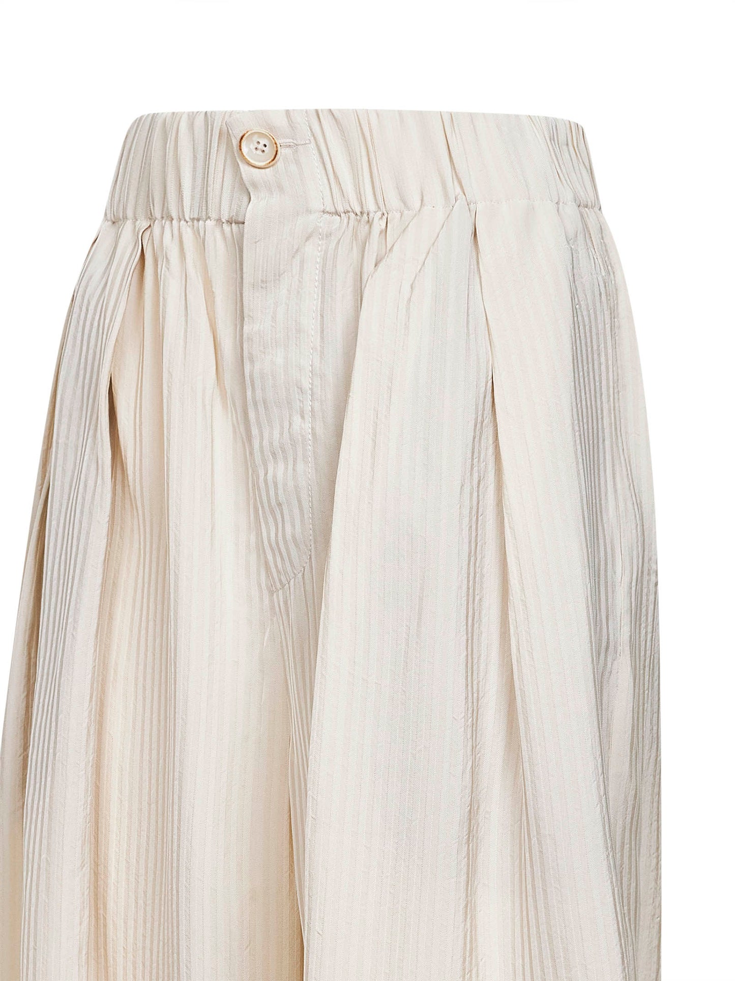 Bermuda Poela in viscosa jacquard a righe bianco sporco