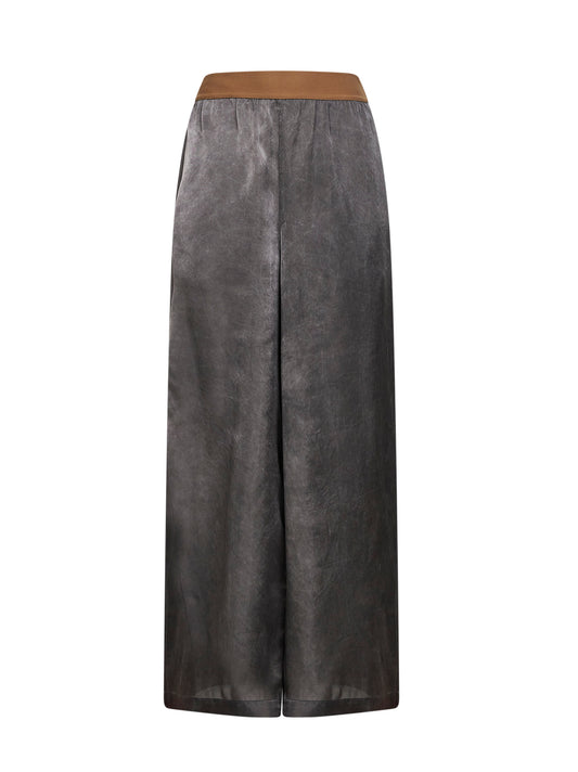 Dark grey washed-effect cupro Pansy wide-leg trousers