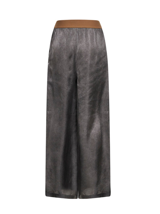 Dark grey washed-effect cupro Pansy wide-leg trousers