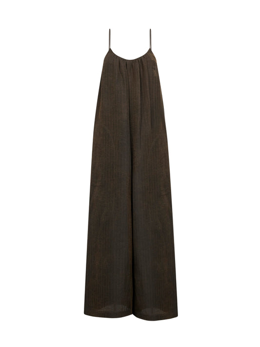 Dark brown chevron cupro Paul jumpsuit
