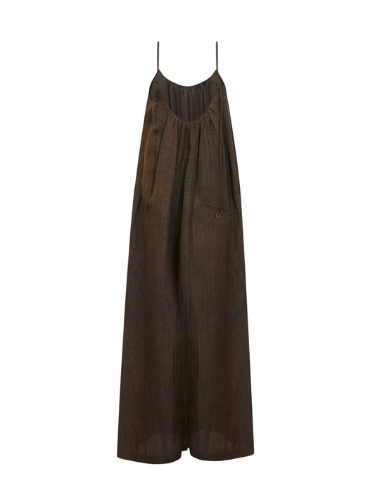 Dark brown chevron cupro Paul jumpsuit