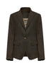 Dark brown chevron linen and viscose blend Kylie blazer