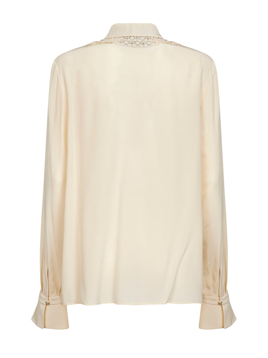 Ivory Crepe De Chine shirt<BR/>