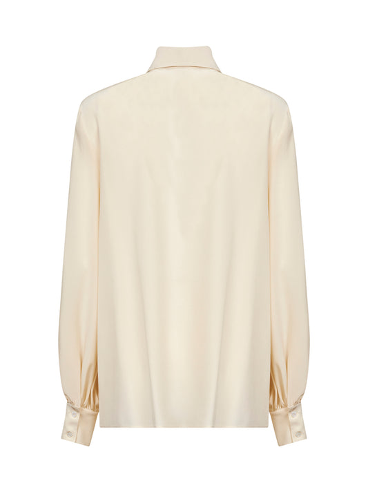 Vanilla Crepe De Chine shirt with bows