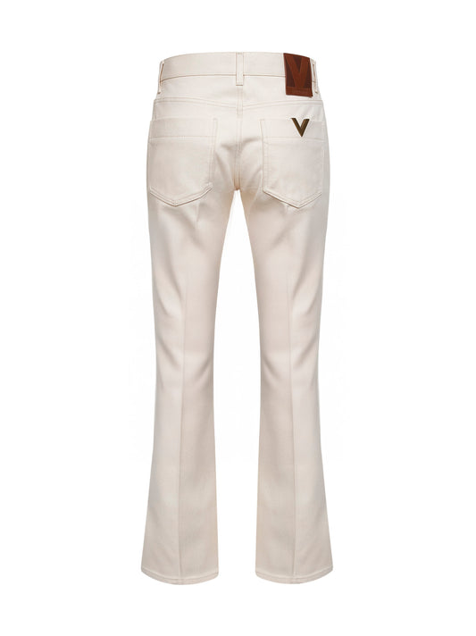 Jeans svasati in denim ecrù