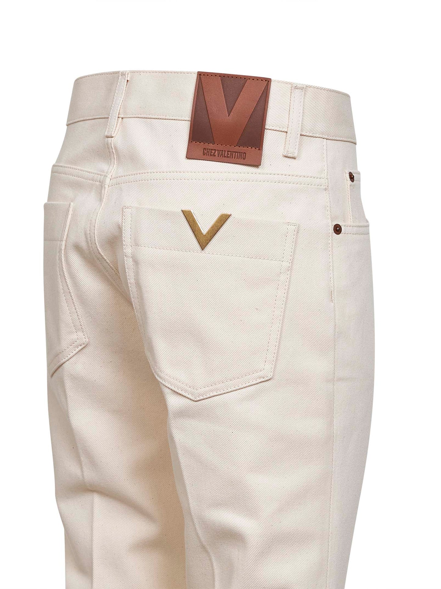 Jeans svasati in denim ecrù