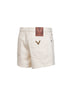 Ecru cotton denim shorts
