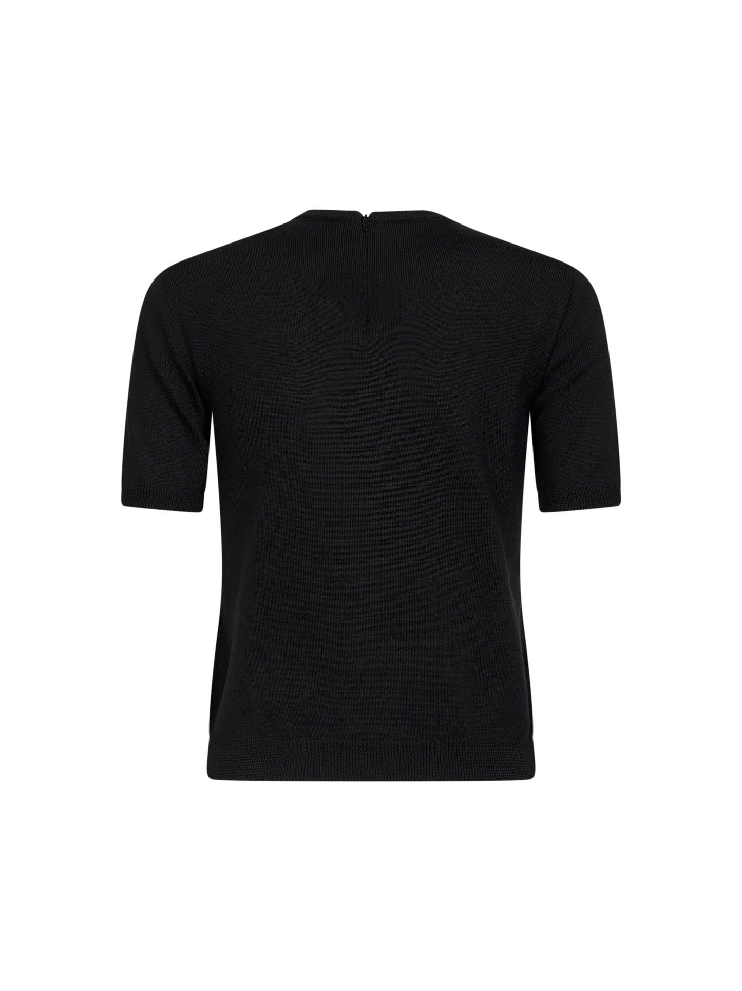 Black virgin wool embroidered sweater