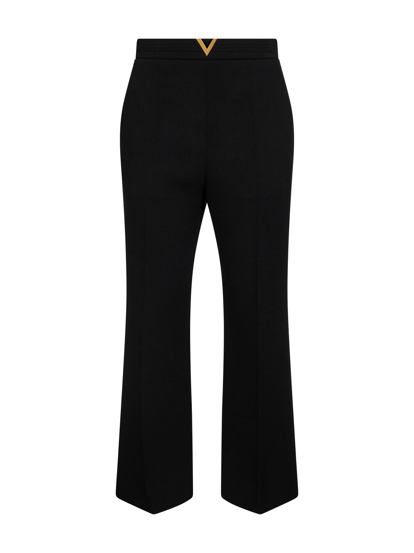 Black Wool Crepe flared trousers