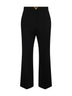 Black Wool Crepe flared trousers